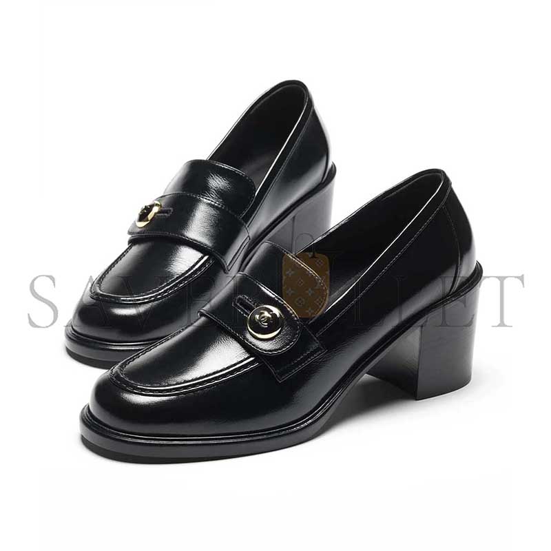 Ch**el moccasins shiny calfskin black
